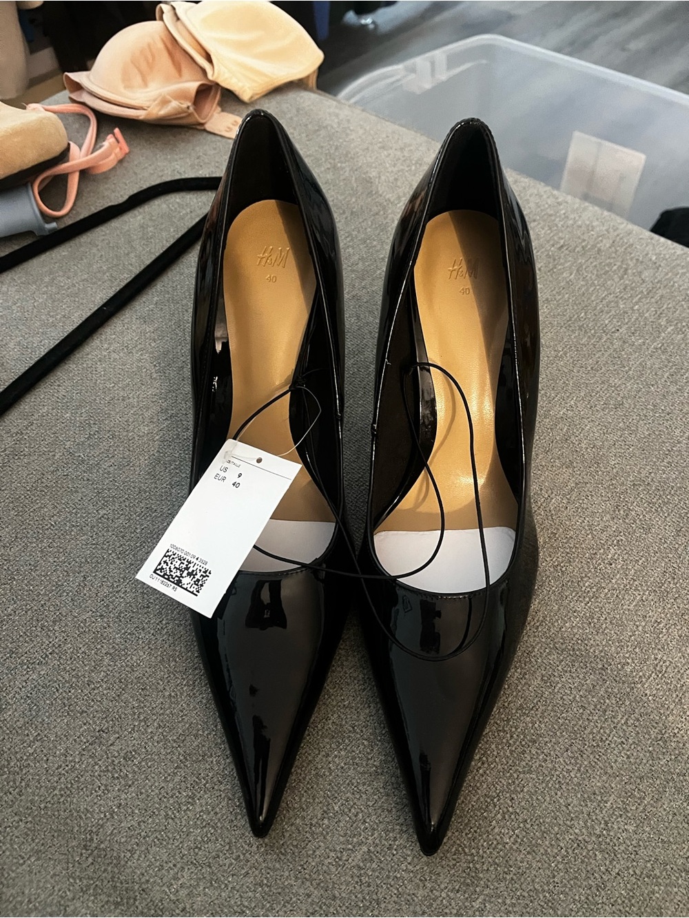 H&M Black Patent Pointed Toe High Heels